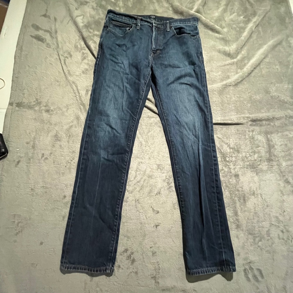 J.Crew Straight Fit Jeans Mens 34x34 Dark Indigo Flex Re-Imagined AZ865